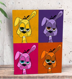 BK Gift Drunken Rabbit Tasarımlı Dekoratif Mini Kanvas Tablo 15x20cm-1