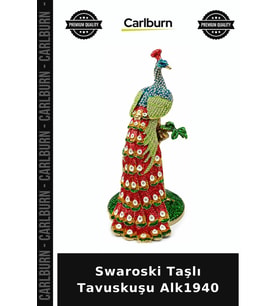 Özel Üretim Şık Zarif Hediyelik Aksesuar Dekoratif Swaroski Taşlı Tavuskuşu Alk1940