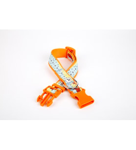 Doggie Pati Desenli Dokuma Köpek Boyun Tasması 3 cm x 36-60 cm Turuncu