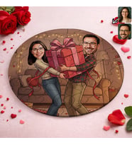 BK Gift Kişiye Özel Sevgili Karikatürlü Yuvarlak Puzzle 20x20cm -17, Sevgililer Günü Hediyesi, Sevgiliye Hediye
