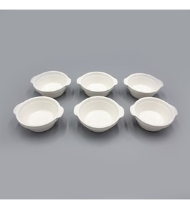 PORSELEN 6LI BEYAZ ÇEREZLİK LOKUMLUK REÇELLİK SOSLUK (Kulplu oval ) KÜÇÜK