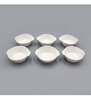 PORSELEN 6LI BEYAZ ÇEREZLİK LOKUMLUK REÇELLİK SOSLUK (Kulplu oval ) KÜÇÜK