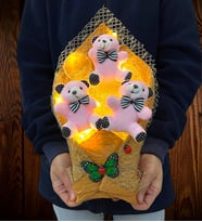 Led Işıklı Pembe Ayıcıklı Peluş Ayıcık Buketi Doğum Günü Hediyesi Arkadaşa Hediye Sevgiliye Hediye (Model 2)