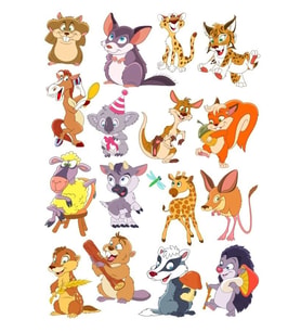 Sevimli Hayvanlar Sticker Set-1 16 Parça Telefon, Tablet, Defter, Laptop Sticker