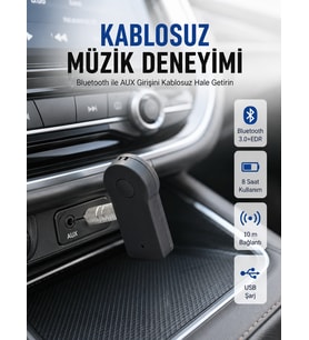 Lexroo Kablosuz Bağlantı ile Müzik ve Görüşme Araç Kiti