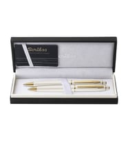 Scrikss Noble 35 Tükenmez Kalem ve Mekanik Kurşun Kalem İkili Set Beyaz-Altın 
