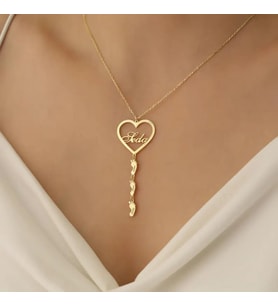 Kişiye Özel 925 Ayar Gümüş Minimal Bebek Ayak İzi Model Çoklu İsim Kolye (Gold)