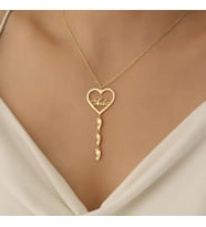 Kişiye Özel 925 Ayar Gümüş Minimal Bebek Ayak İzi Model Çoklu İsim Kolye (Gold)