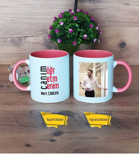 Öğretmene Hediye Kupa Bardak Pembe Fotoğraflı Öğretmenler Günü Hediyesi