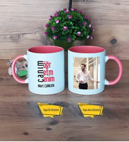 Öğretmene Hediye Kupa Bardak Pembe Fotoğraflı Öğretmenler Günü Hediyesi