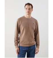 LCWAIKIKI Classic Bej Bisiklet Yaka Uzun Kollu Baskılı Erkek Sweatshirt