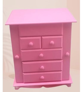 Hobi Adn 90389 Takı Kutu Makyaj Şifonyer Model 9Çekmece Parlak Pembe Ahşap MDF