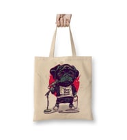 Black Dog Pug Köpek Beyaz Bez Çanta Uzun Saplı Alışveriş Çantası Plaj Çantası