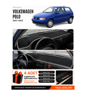 e-biz VOLKSWAGEN POLO CLASSİC (1997-2001) Uyumlu Torpido Örtüsü, Torpido Kılıfı - Siyah-Gri - VW018