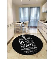 Siyah Kaymaz My Kitchen My Rules Daire Mutfak Halısı AR859