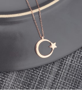 925 Ayar Gümüş Ay Yıldız Kolye