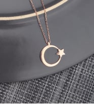 925 Ayar Gümüş Ay Yıldız Kolye
