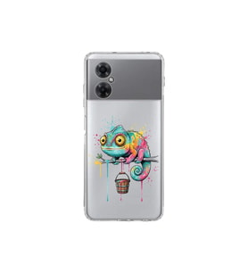 Redmi Note 11R ile Uyumlu Splash Bukalemun Tasarımlı Şeffaf Silikon Kılıf