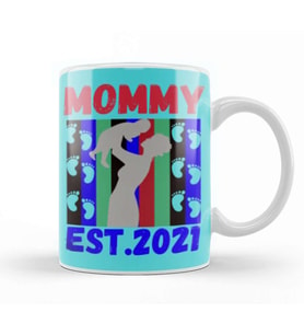BEST MOM Mommy EST Flower Mothers Day 2021 Kupa Bardak Porselen