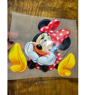 ÜTÜ İLE YAPIŞAN MİNNİE MAUSE TRANSFER BASKI TİŞÖRT BASKI 19X17 CM