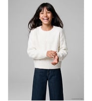 LCW Kids Ekru Pul İşlemeli Kız Çocuk Triko Kazak