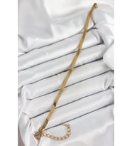 316L Çelik Gold Renk Yassı Zincir Model Kadın Bileklik - TJ-BB7086