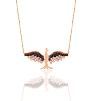 Söğütlü Silver Gümüş rose oniks taşlı simurg anka kuşu kolye