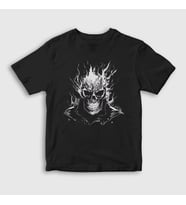 Presmono Unisex Çocuk Siyah Skull Ghost Rider Hediye Motorcu T-Shirt 513758tt