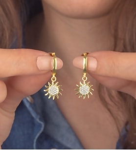 925 Ayar Gümüş Güneş Sallantılı Küpe