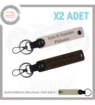 Stil Sahibi Tüm Sürücülere, Özel İsimli ve Plakalı, İkili Deri Anahtarlık Takımı, Pudra-K Kahve-SK