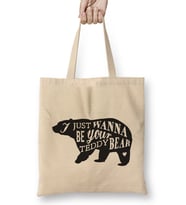 Retro Animal Bear I Just Want To Be Your Teddy Black Bez Çanta Uzun Saplı