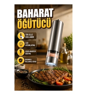 Otomatik Işıklı Baharat Değirmeni Tek Elle Kullanım Paslanmaz Gövde