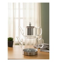 By Como Borosilikat Çelik İndüksiyon Tabanlı Cam Çaydanlık Seti