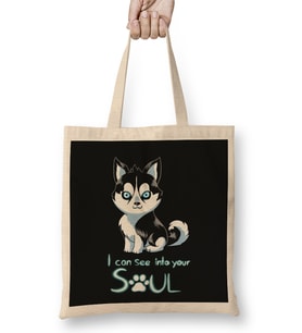 Siberian Husky I Can See Into Your Soul Bez Çanta Uzun Saplı