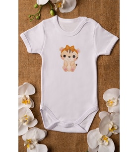 Kız Bebek Baby Ayıcık Baskılı Beyaz Çıtçıtlı Body