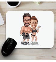 Kişiye Özel Sporcu Çiftler Karikatürlü Mouse Pad