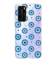 PrintiFy Huawei P40 ile Uyumlu 1mm Slim Fit Nazar Boncuğu 1 Baskılı Şeffaf  Kılıf