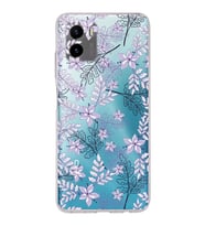 PrintiFy Vivo Y15s Uyumlu Kamera Korumalı Floral Lila Tasarımlı Şeffaf Silikon Kılıf