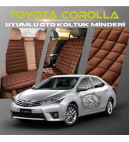 Toyota Corolla Kahverengi Renk Tay Tüyü Cepli & Terletmez Sırtlı Oto Koltuk Minder Seti - Koltuk Koruma Kılıfı (ÖN & ARKA TAM SET)