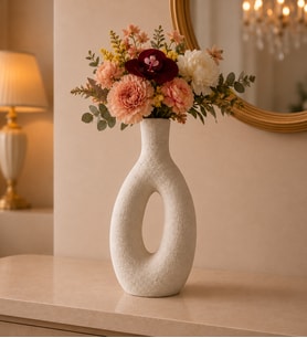 24 cm Dekoratif Vazo - Seramik Görünümlü Vazo - Modern Ev & Ofis Dekorasyon