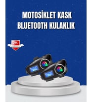 LCD Ekranlı Bluetooth Kask Kulaklığı FM Radyo ve SD Kart Girişli