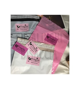 Dikkat Kırılır Etiketi Ingilizce Pembe Fragile Karışık 8,1x5 Cm - (40 ADET)