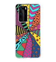 PrintiFy Huawei P40 Pro ile Uyumlu 1mm Slim Fit Retro Renkler 4 Baskılı Şeffaf  Kılıf