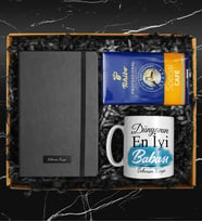 Babalar Gününe Özel Kişiye Özel Kupa & 250 Gram Tchibo Special Filtre Kahve & Kişiye Özel Defter Hediye Seti