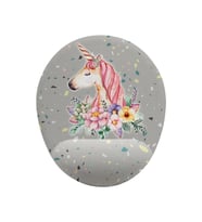 Unicorn Ve Çiçek Desenli Bilek Destekli Kaymaz Buruşmaz Kırılmaz Mouse Pad (Çok Renkli)