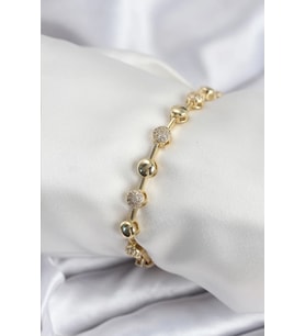 Pirinç VIP Seri Gold Renk Topçuk Model Kadın Bileklik - TJ-BB7923