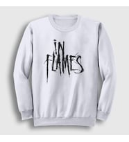 Presmono Unisex Beyaz Logo In Flames Sweatshirt 84258tt (Beyaz)
