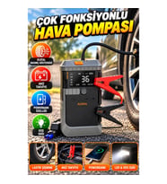 Çok Fonksiyonlu Araç Hava Pompası – Akü Takviye, Powerbank, Dijital Basınç Göstergesi ve SOS Işığı
