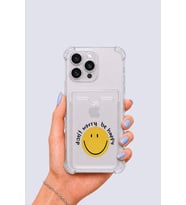 iPhone 13 Pro Max Kartlıklı Gülücük Desenli Kılıf - GLST8485-8893