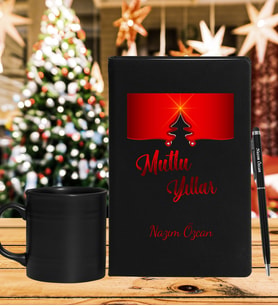 Yılbaşı İçin Kişiye Özel Defter Kalem & Varil Kupa Hediye Seti